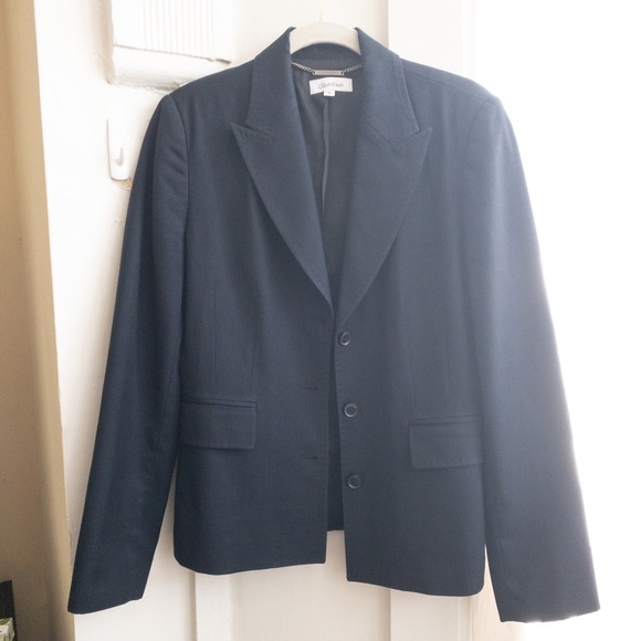 Calvin Klein Navy 3 Button Blazer Size 6 - Picture 7 of 12
